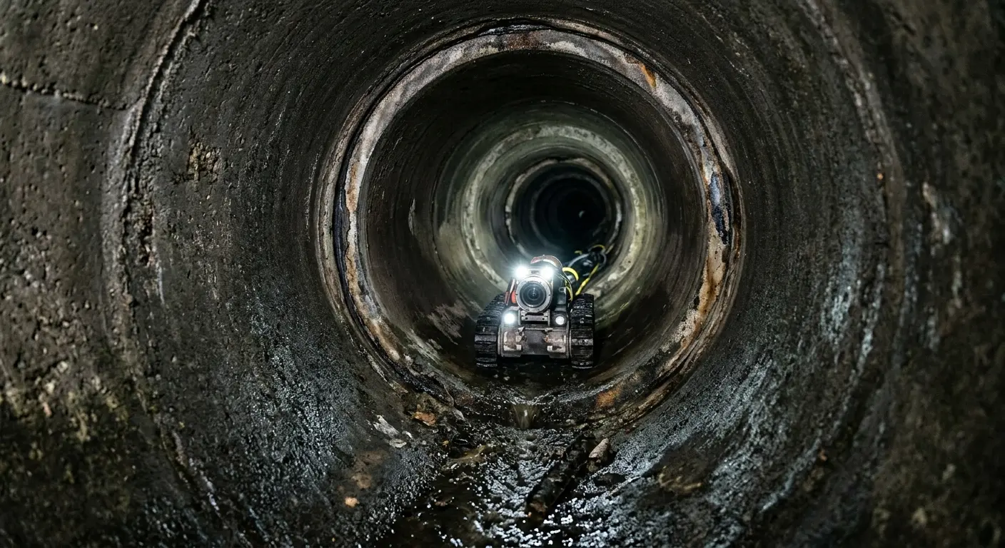 Robotic sewer camera inspecting pipe interior for Drain Snake Service in Columbia Heights